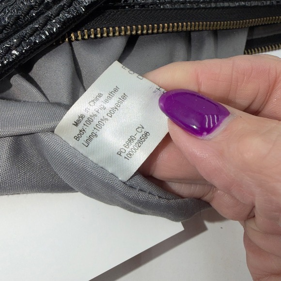 The Sak Black Patent Pig Leather Hobo Shoulder Bag Braided Strap Whipstitch - Picture 8 of 11